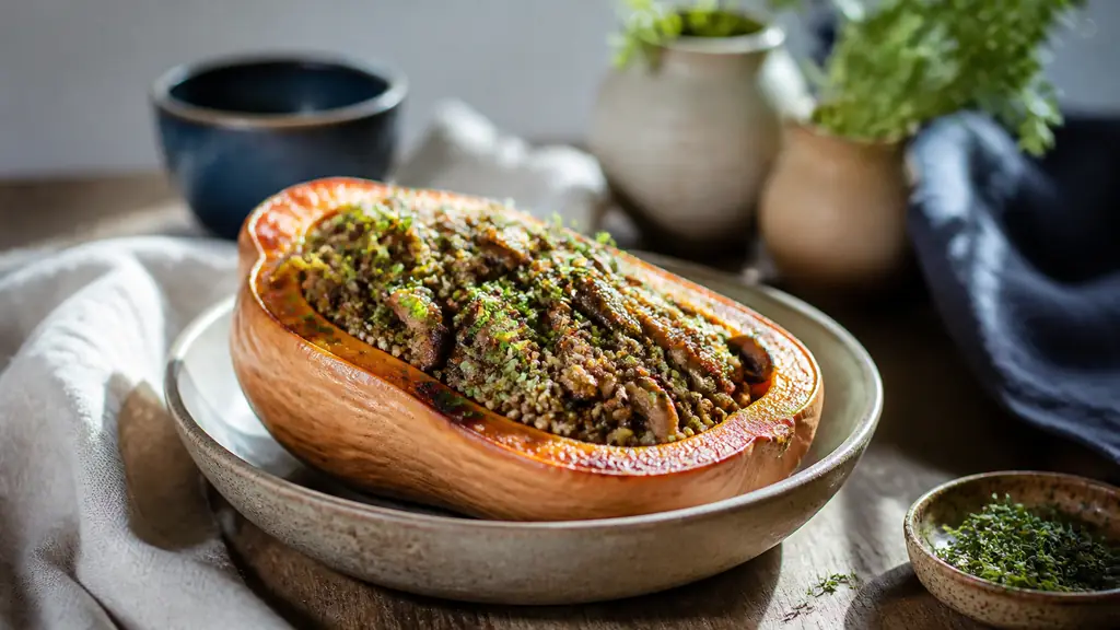Recette courge farcie végétarienne : complète et fondante en 1 heure